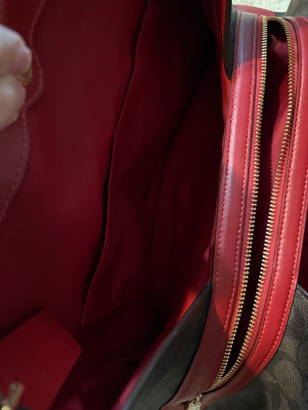 Coach Brown Signature Canvas Shoulder Bag with Red Leather Straps - Picture 5 of 5